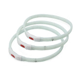 YES4PETS Medium 55CM LED Dog Collar USB Rechargeable Night Glow Flashing Light Up Safety Pet Collars - Top-Down View