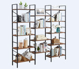 YES4HOMES Industrial Vintage Shelf Bookshelf, Wood and Metal Bookcase Furniture for Home & Office - Front View