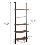 YES4HOMES Industrial Ladder Shelf Wood Wall-Mounted Bookcase Storage Rack Shelves Display - Top-Down View