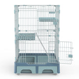 YES4PETS 134 cm Blue Pet 3 Level Cat Cage House With Litter Tray And Storage Box - Front View