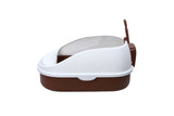 YES4PETS Medium Portable Cat Toilet Litter Box Tray with Scoop Brown - Front View