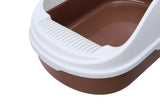 YES4PETS Medium Portable Cat Toilet Litter Box Tray with Scoop Brown - Side View