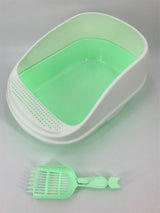 YES4PETS Large Portable Cat Toilet Litter Box Tray House with Scoop Green - Front View