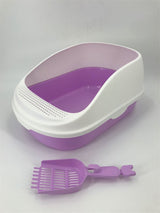 YES4PETS Large Portable Cat Toilet Litter Box Tray House with Scoop Purple - Front View