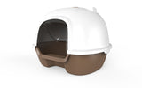 YES4PETS Cat Toilet Litter Box  Portable Hooded Tray House with Handle and Scoop Brown - Front View