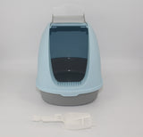 YES4PETS Portable Hooded Cat Toilet Litter Box Tray House with Handle and Scoop Blue - Top-Down View