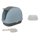 YES4PETS Portable Hooded Cat Toilet Litter Box Tray House with Handle and Scoop Blue - 45-Degree Angle