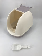 YES4PETS Portable Hooded Cat Toilet Litter Box Tray House with Scoop and Grid Tray White - Top-Down View