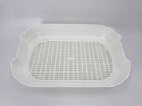 YES4PETS Portable Hooded Cat Toilet Litter Box Tray House with Scoop and Grid Tray White - 45-Degree Angle
