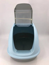 YES4PETS XL Portable Hooded Cat Toilet Litter Box Tray House w Charcoal Filter and Scoop Blue - Side View
