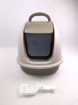 YES4PETS XL Portable Hooded Cat Toilet Litter Box Tray House w Charcoal Filter and Scoop Brown - Front View