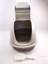YES4PETS XL Portable Hooded Cat Toilet Litter Box Tray House w Charcoal Filter and Scoop Brown - Side View