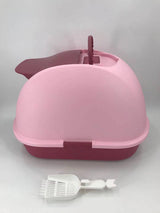 YES4PETS XL Portable Hooded Cat Toilet Litter Box Tray House with Charcoal Filter and Scoop Pink - Rear View