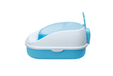 YES4PETS Large Portable Cat Toilet Litter Box Tray House with Scoop and Grid Tray Blue - Front View