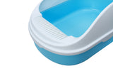 YES4PETS Large Portable Cat Toilet Litter Box Tray House with Scoop and Grid Tray Blue - Side View