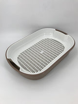 YES4PETS Large Portable Cat Toilet Litter Box Tray with Scoop and Grid Tray Brown - Top-Down View