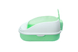 YES4PETS Large Portable Cat Toilet Litter Box Tray with Scoop and Grid Tray Green - Front View