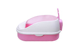 YES4PETS Large Portable Cat Toilet Litter Box Tray with Scoop and Grid Tray Pink - Front View
