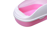 YES4PETS Large Portable Cat Toilet Litter Box Tray with Scoop and Grid Tray Pink - Side View