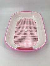 YES4PETS Large Portable Cat Toilet Litter Box Tray with Scoop and Grid Tray Pink - Top-Down View