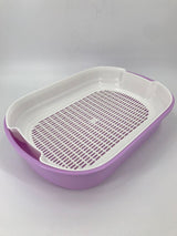 YES4PETS Large Portable Cat Toilet Litter Box Tray with Scoop and Grid Tray Purple - Front View