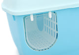 YES4PETS XL Portable Hooded Cat Toilet Litter Box Tray House with Handle and Scoop Blue - Side View