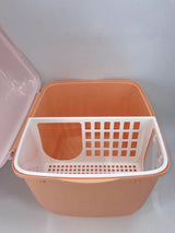 YES4PETS XL Portable Hooded Cat Toilet Litter Box Tray House with Handle and Scoop Brown - Side View