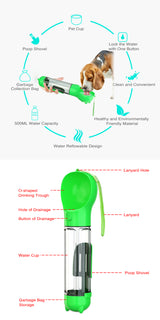 YES4PETS  4 in 1 Portable Pet Dog Puppy Cat Drinking Mug Water Feeder Bottle Valve Travel Bottle Green - Front View