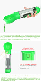 YES4PETS  4 in 1 Portable Pet Dog Puppy Cat Drinking Mug Water Feeder Bottle Valve Travel Bottle Green - Side View