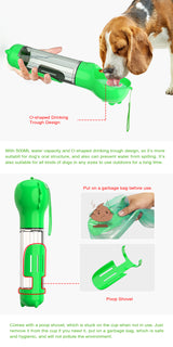 YES4PETS  4 in 1 Portable Pet Dog Puppy Cat Drinking Mug Water Feeder Bottle Valve Travel Bottle Green - Top-Down View