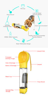 YES4PETS 4 in 1 Portable Pet Dog Puppy Cat Drinking Mug Water Feeder Bottle Valve Travel Bottle Yellow - Front View