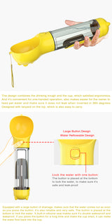 YES4PETS 4 in 1 Portable Pet Dog Puppy Cat Drinking Mug Water Feeder Bottle Valve Travel Bottle Yellow - Side View