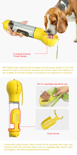 YES4PETS 4 in 1 Portable Pet Dog Puppy Cat Drinking Mug Water Feeder Bottle Valve Travel Bottle Yellow - Top-Down View