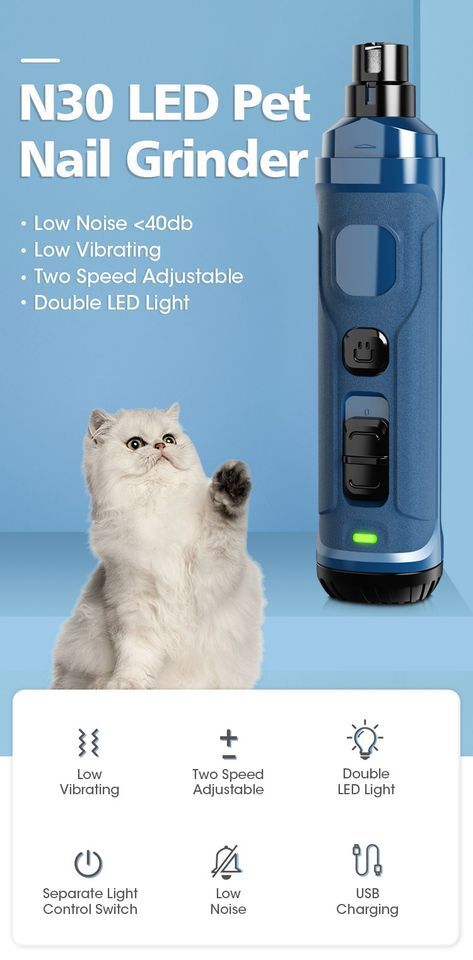 YES4PETS Electric Pet Dog Cat Quiet Nail Grinder Clipper Cutter Grooming Trimmer, image 6