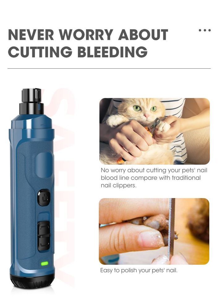 YES4PETS Electric Pet Dog Cat Quiet Nail Grinder Clipper Cutter Grooming Trimmer, image 8