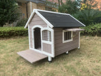 YES4PETS L Timber Pet Dog Kennel House Puppy Wooden Timber Cabin Grey, image 2