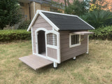 YES4PETS L Timber Pet Dog Kennel House Puppy Wooden Timber Cabin Grey - Front View