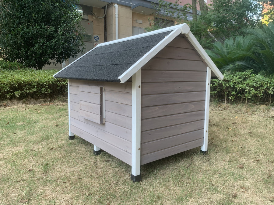 YES4PETS L Timber Pet Dog Kennel House Puppy Wooden Timber Cabin Grey, image 4