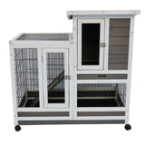 YES4PETS Rabbit Hutch Cat House Cage Guinea Pig Ferret Cage With Wheels - Front View