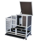 YES4PETS Rabbit Hutch Cat House Cage Guinea Pig Ferret Cage With Wheels - Side View