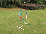 YES4PETS Portable Adjustable Dog Puppy Training Practice Jump Tyre Agility Post - Side View