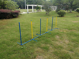 YES4PETS Portable Dog Puppy Training Practice Weave Poles Agility Post Set - Front View