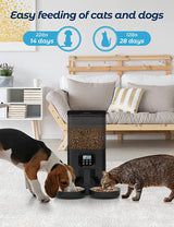 YES4PETS 6L Automatic Digital Pet Dog Cat Feeder Double Food Bowl Dispenser - Front View