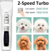 YES4PETS Pet Electric Dog Pet Clipper Kit Blade Set Cat Animal Hair Grooming Cordless White - Front View