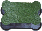 YES4PETS Dog Puppy Toilet Grass Potty Training Mat Loo Pad Bone Shape Indoor with 2 grass - Top-Down View