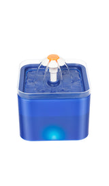 YES4PETS Automatic Electric Pet Water Fountain Dog Cat Water Feeder Bowl Dispenser W LED Blue - Front View