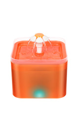 YES4PETS Dog Cat Water Feeder Automatic Electric Pet Water Fountain  Bowl Dispenser W LED Orange - Front View
