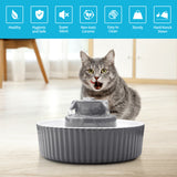 YES4PETS Grey Ceramic Electric Pet Water Fountain Dog Cat Water Feeder Bowl Dispenser - Front View