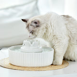 YES4PETS Ceramic Electric Pet Water Fountain Dog Cat Water Feeder Bowl Dispenser - Top-Down View