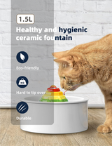 YES4PETS Ceramic Electric Pet Water Fountain Dog Cat Water Feeder Bowl Dispenser - Side View